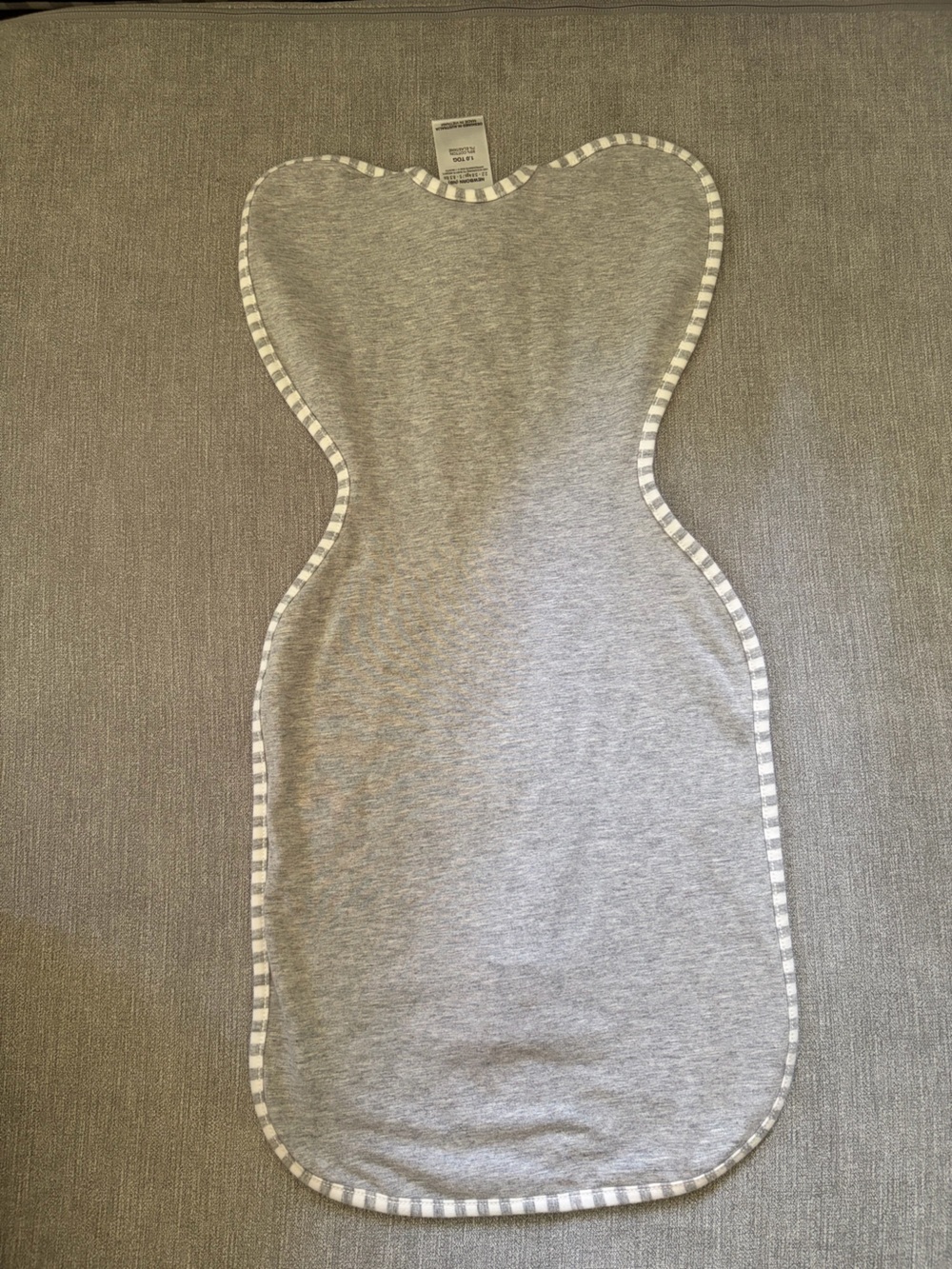 Love to Dream Grey Zip Swaddle with Striped Trim size Newborn. - Picture 4 of 6